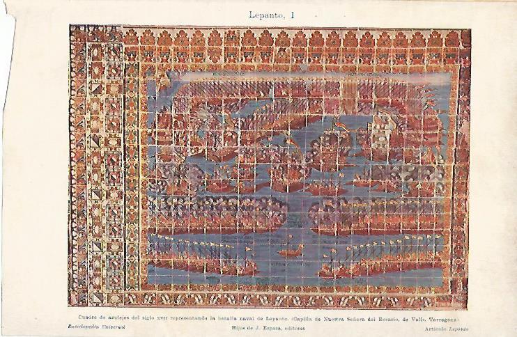 LAMINA ESPASA 25568: Cuadro de azulejos con la Batalla de Lepanto en Valls Tarragona