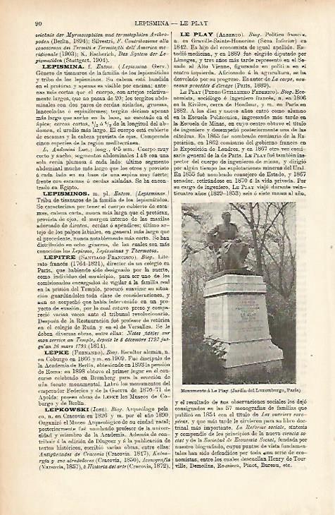 LAMINA ESPASA 25575: Monumento a Le Play en Paris