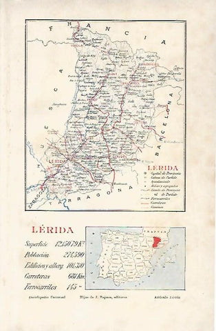 LAMINA ESPASA 25580: Mapa de la provincia de Lerida