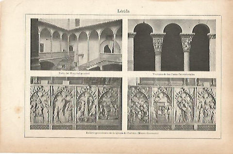 LAMINA ESPASA 25585: Detalles de edificios de Lleida