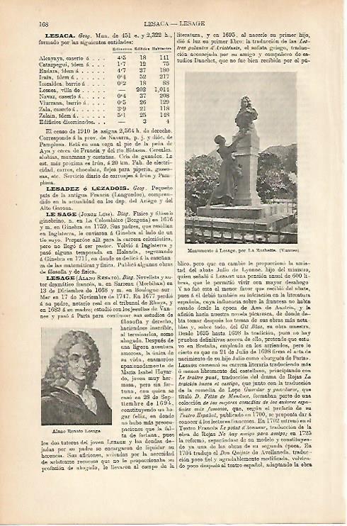 LAMINA ESPASA 25598: Monumento a Lesage en Vannes