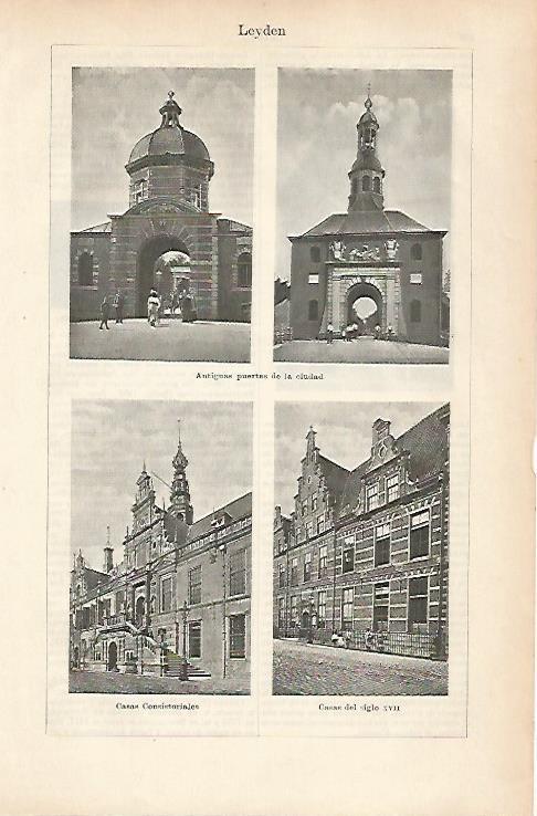 LAMINA ESPASA 25624: Puertas de la ciudad de Leyden Holanda