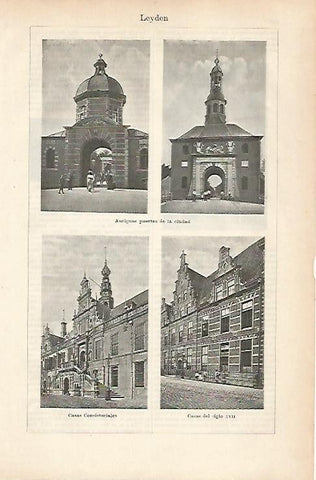 LAMINA ESPASA 25624: Puertas de la ciudad de Leyden Holanda