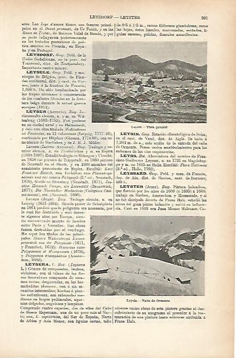LAMINA ESPASA 25629: Vista de Leysin Suiza