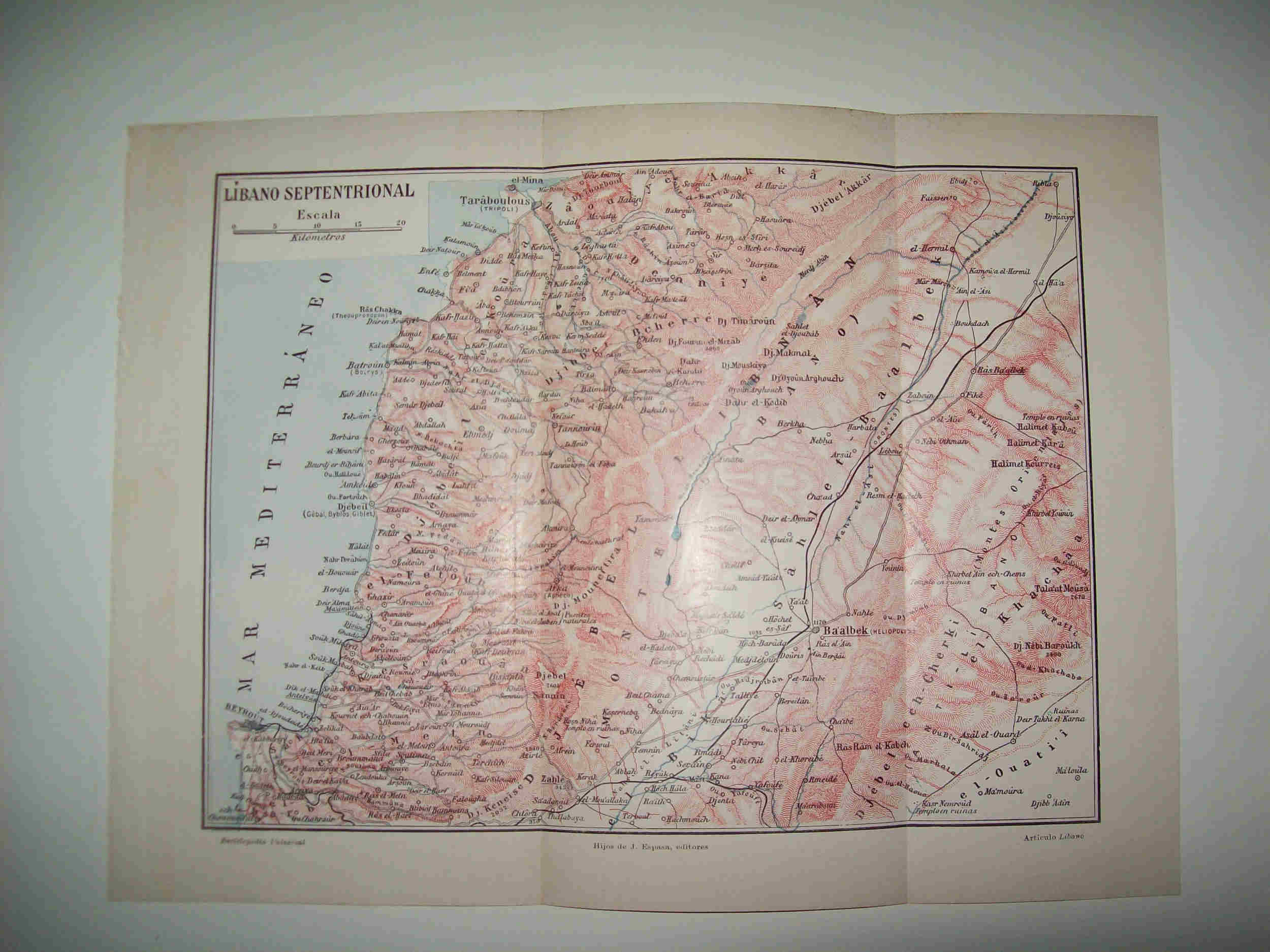 LAMINA ESPASA 25633: Mapa del Libano Septentrional