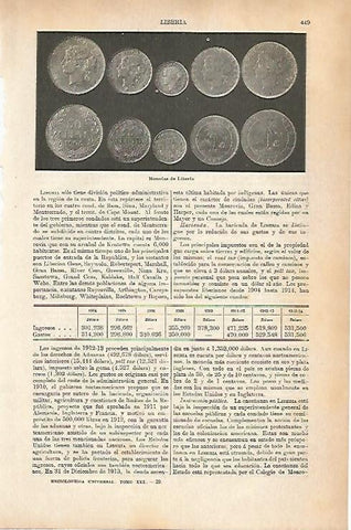 LAMINA ESPASA 25639: Monedas de Liberia