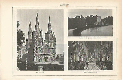 LAMINA ESPASA 25653: Catedral y ruinas de la iglesia de Saint Chad en Lichfield Inglaterra
