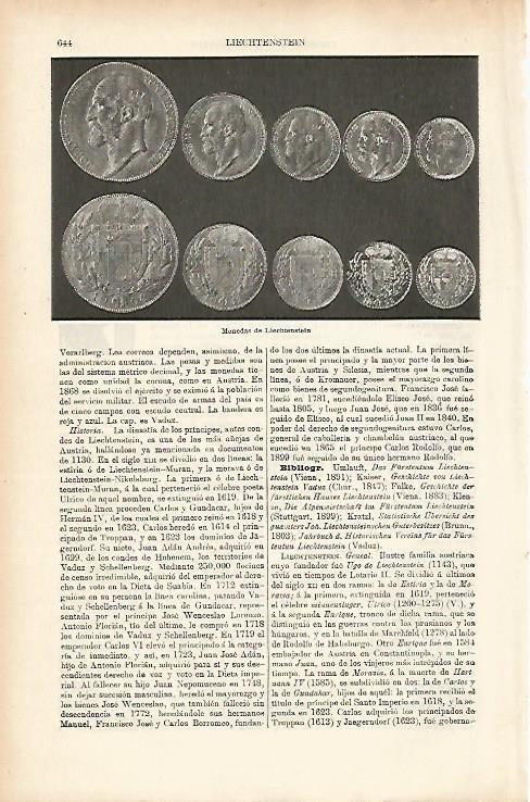LAMINA ESPASA 25663: Monedas de Liechtenstein