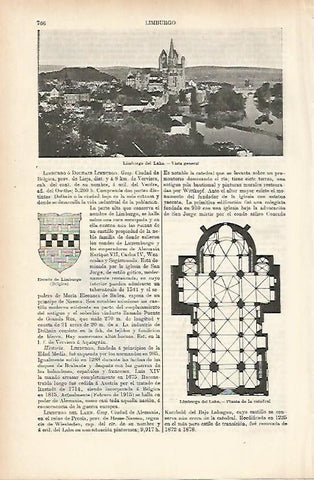 LAMINA ESPASA 25693: Vista y escudo de Limburgo Belgica