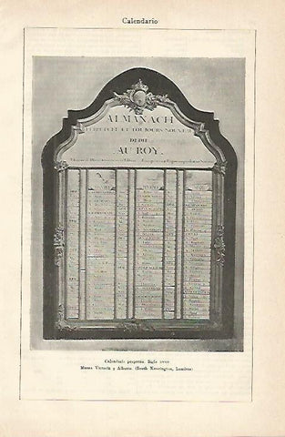 LAMINA De ESPASA 00163: Calendario perpetuo del siglo XVIII