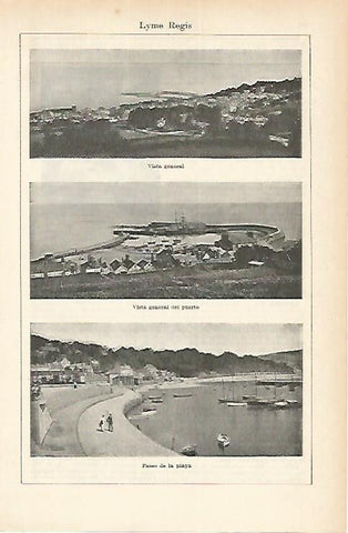 LAMINA ESPASA 1771: Vistas de Lyme Regis Inglaterra