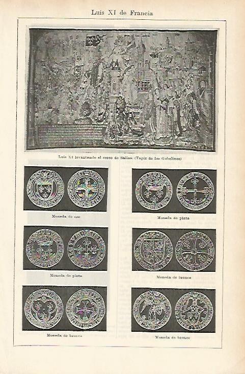 LAMINA ESPASA 1800: Monedas de Luis XI de Francia