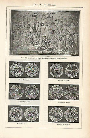 LAMINA ESPASA 1800: Monedas de Luis XI de Francia
