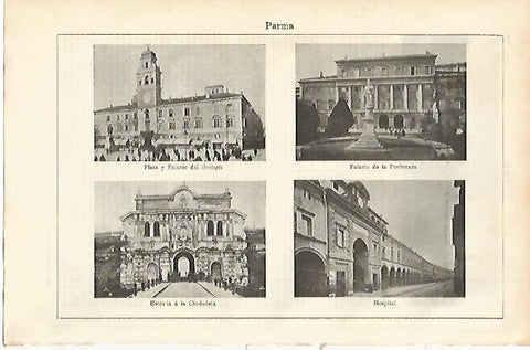 LAMINA ESPASA 2296: Vistas de Parma Italia