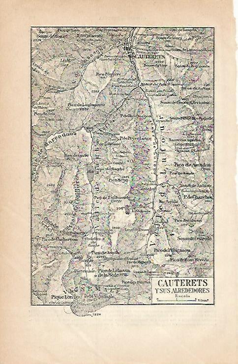 LAMINA ESPASA 2976: Mapa de Cauterets y alrededores Francia