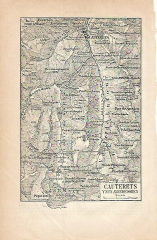 LAMINA ESPASA 2976: Mapa de Cauterets y alrededores Francia