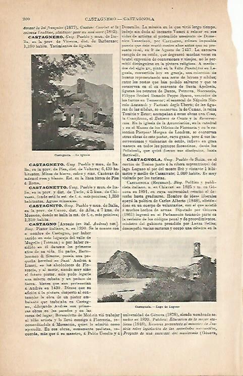 LAMINA ESPASA 3055: Vistas de Castagnola Italia