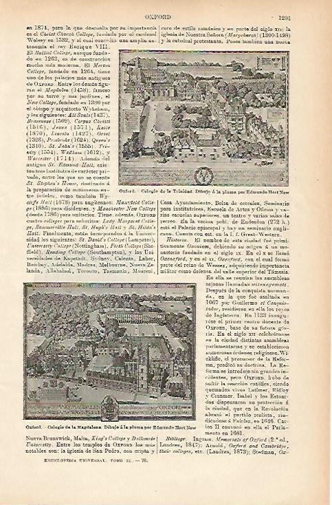 LAMINA ESPASA 7752: Dibujos de Oxford por E. Hort New
