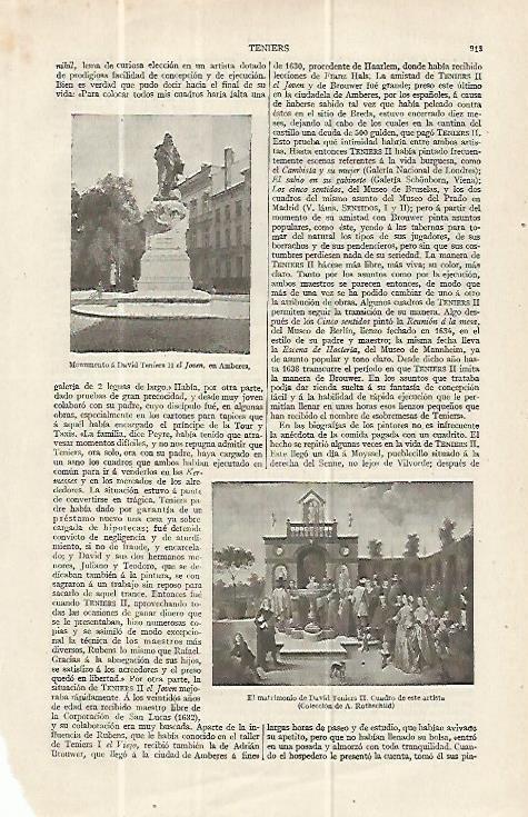 LAMINA ESPASA 13817: Monumento a Teniers en Amberes