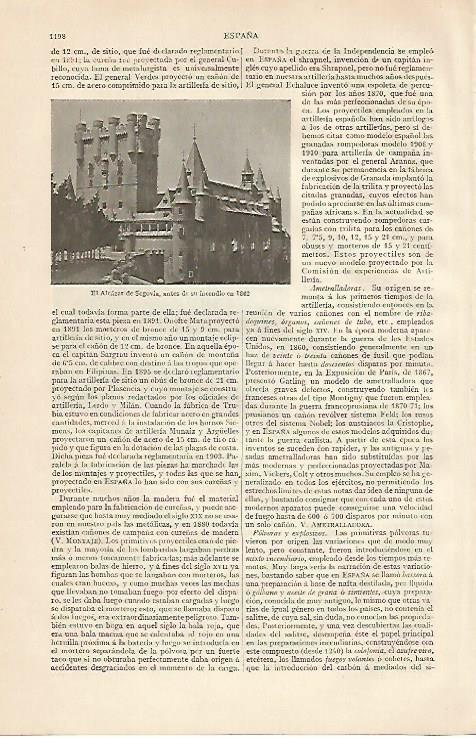 LAMINA ESPASA 10340: Alcazar de Segovia antes de 1862