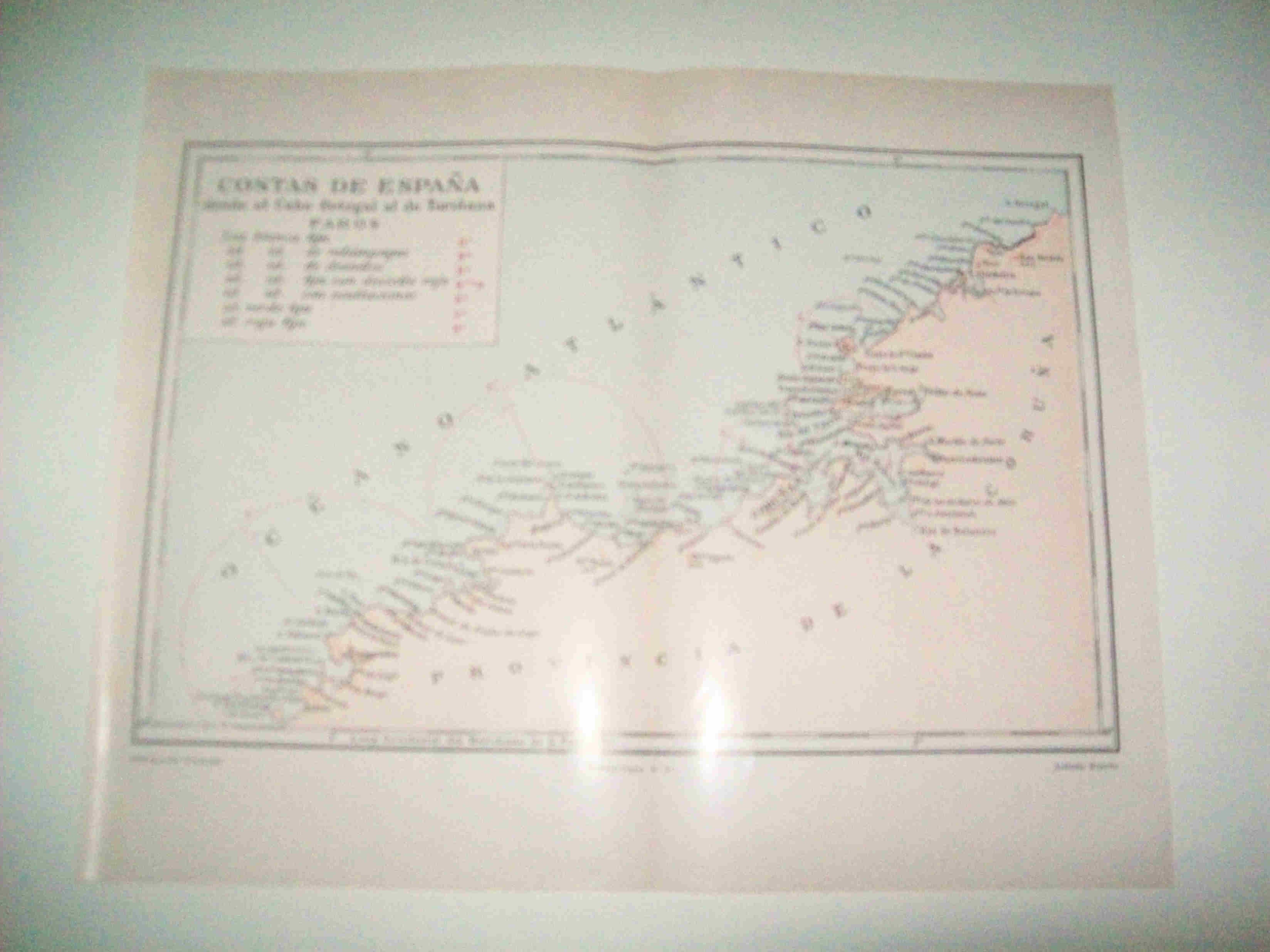 LAMINA ESPASA 15520: Mapa de costas de España desde Cabo Ortegai hsta Toriñana