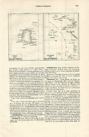 LAMINA ESPASA 14981: Mapa de la isla de Corisco Brasil