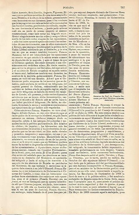 LAMINA ESPASA 10585: Estatua de Jose de Posada Herrera