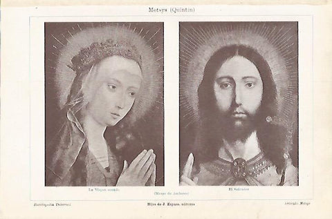LAMINA ESPASA 17897: La Virgen orando y El Salvador pr Metsys