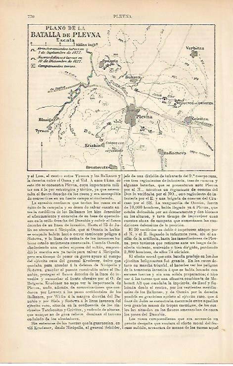 LAMINA ESPASA 3300: Plano de la Batalla de Plevna