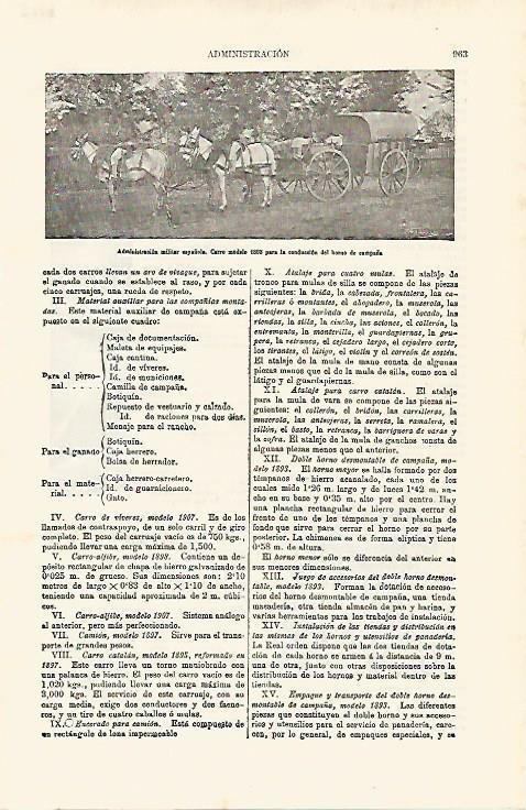 LAMINA ESPASA 8123: Carro 1893 para el horno de campaña del Ejercito de España