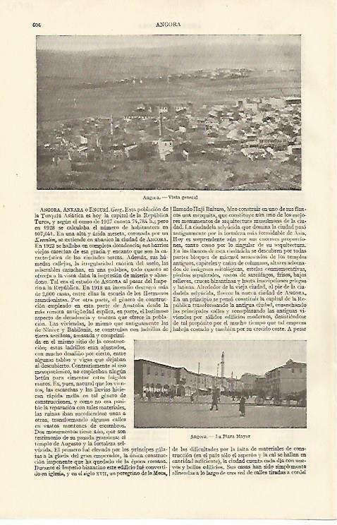 LAMINA ESPASA 10873: Vista general de Angora Turquia