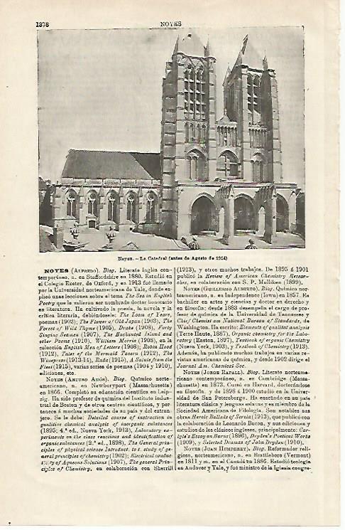 LAMINA ESPASA 20300: Catedral de Noyon antes de 1914