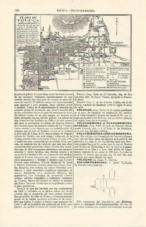 LAMINA ESPASA 1290: Plano de Toluca Mexico