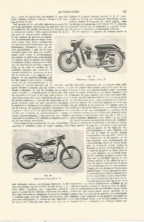 LAMINA ESPASA 21918: Moto Sangias 250cv y Ossa 125cv