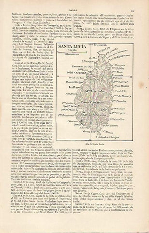 LAMINA ESPASA 19403: Mapa de la isla de Santa Lucia