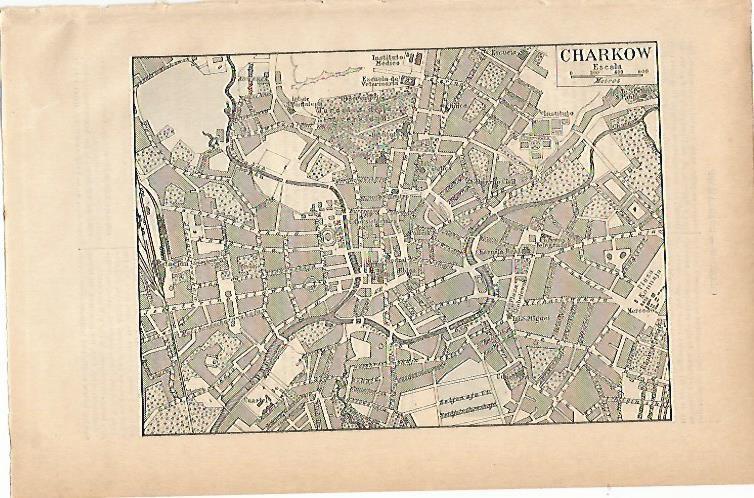 LAMINA ESPASA 1896: Plano de Charkow Rusia