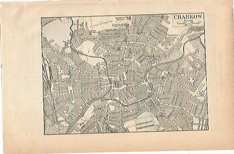 LAMINA ESPASA 1896: Plano de Charkow Rusia