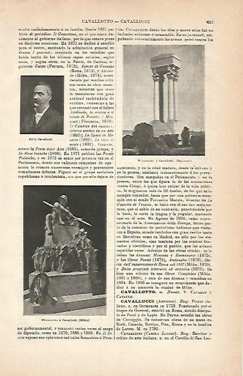 LAMINA ESPASA 2972: Monumentos a Cavallotti