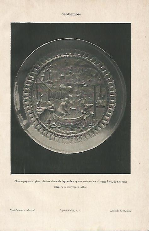 LAMINA ESPASA 607: Plato alusivo al mes de septiembre del Museo Pitti Florencia