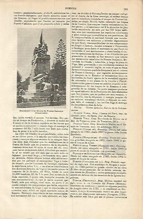 LAMINA ESPASA 3729: Monumento a los heroes de Puente Sampayo Pontevedra