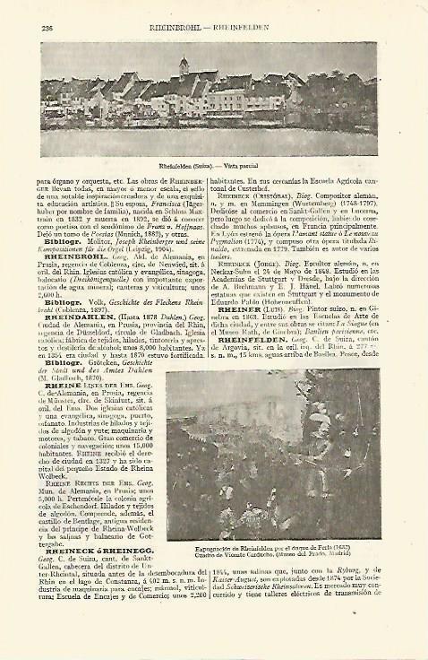 LAMINA ESPASA 13567: Vista parcial de Rheinfelden Suiza