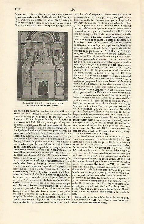 LAMINA ESPASA 23284: Monumento a Pio VII en Roma