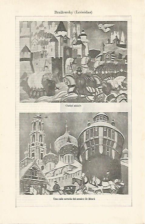 LAMINA ESPASA 24358: Ciudad sitiada y Una calle nevada del arcaico Moscu por L. Brailowsky