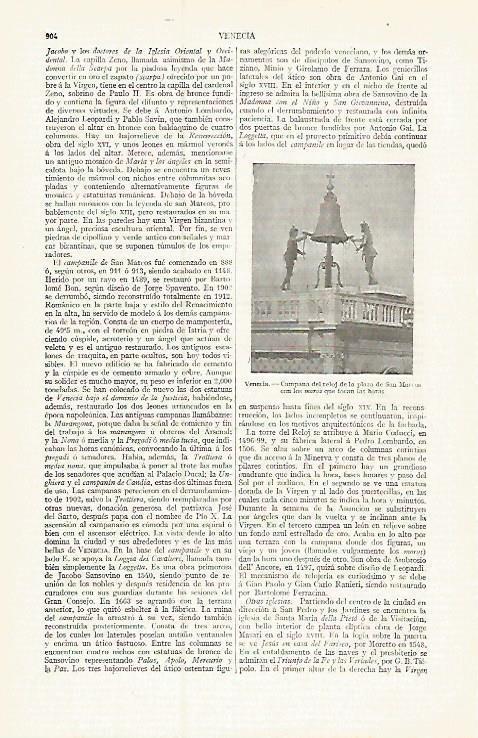 LAMINA ESPASA 17457: Campana de la plaza de San Marcos de Venecia