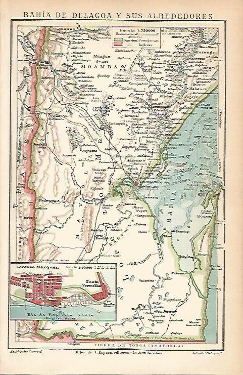 LAMINA ESPASA 2063: Mapa de la Bahia de Delagoa Brasil