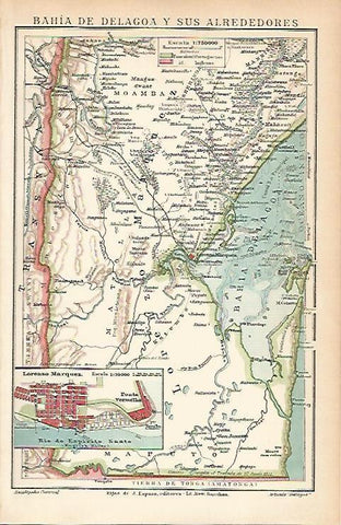 LAMINA ESPASA 2063: Mapa de la Bahia de Delagoa Brasil