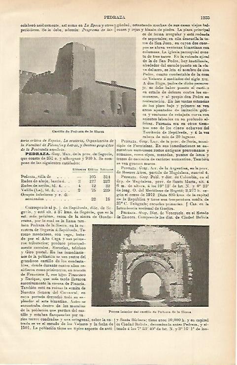 LAMINA ESPASA 2393: Castillo de Pedraza de la Sierra Segovia