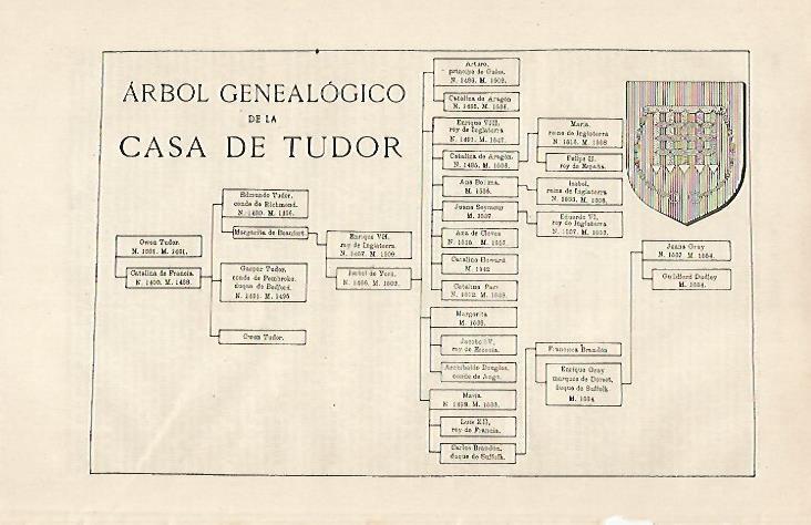 LAMINA ESPASA 20571: Arbol genealogico de la casa de Tudor