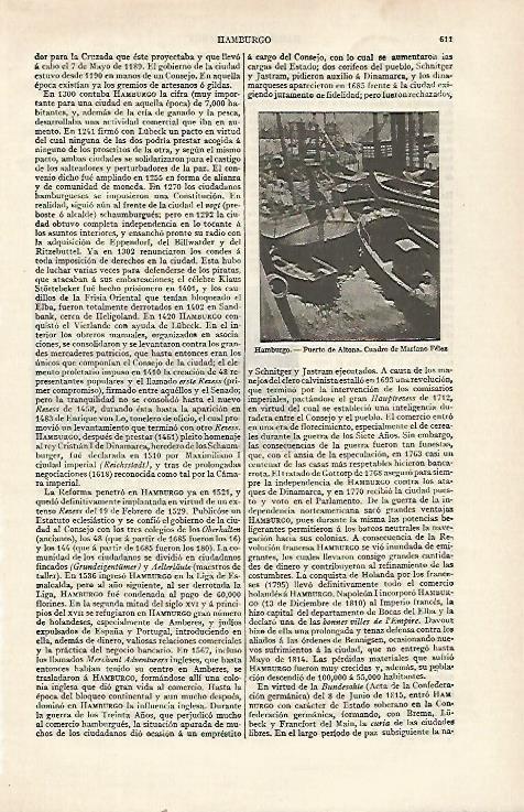 LAMINA ESPASA 21560: Puerto de Altona en Hamburgo