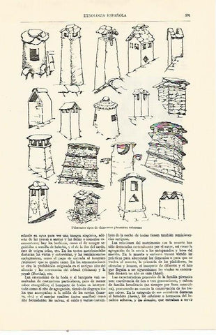 LAMINA ESPASA 21977: Tipos de chimeneas del Pirineo catalan